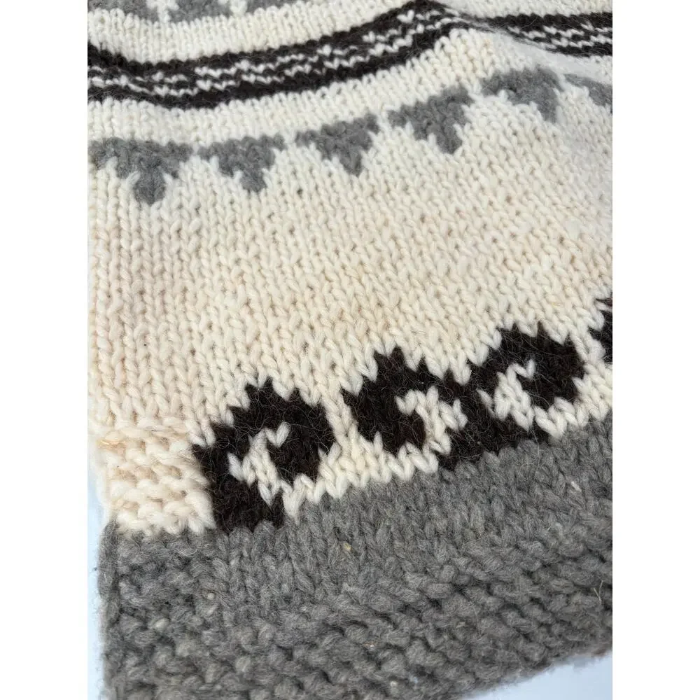 90s VTG Chunky Wool Cardigan Vest Large XL Hand Knit Cottagecore Romania Unisex